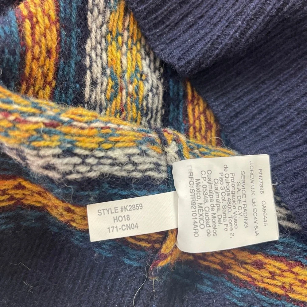 J Crew Crewneck Sweater Mens Medium Multicolor Fair Isle Lambswool Nordic Preppy